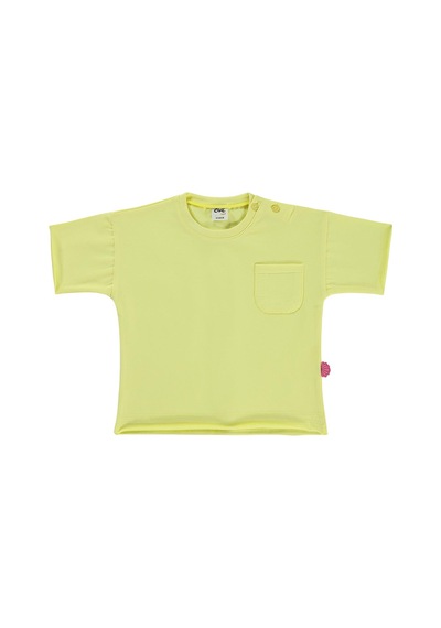 Civil Baby Süs Etiketli Cepli 6-18 Ay Tişört - Sarı Limon Sarısı