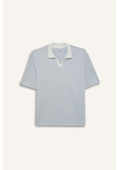 Defacto Dokulu Boxy Fit Polo Tişört F8351AX25AU