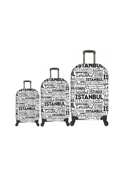 My Saraciye My 79 İstanbul Valizler İçin Kılıf Seti Kabin Orta Ve Büyük Beyaz