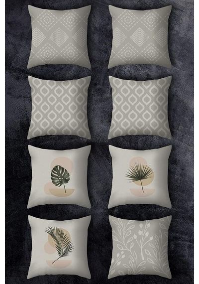 Lexroo Çift Tarafı Baskılı 43x43 Kırlent Kılıfı 8'li Set Kombini Çok Renkli