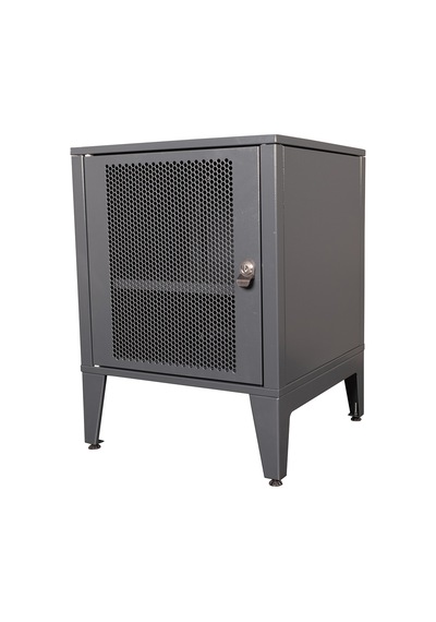 Lande Ziglat Serisi Kilitli Metal Home Office Dolabı %70 Perfore Kapaklı Antrasit Gri Ral 7016 450x450x450 Mm