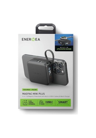 Magpac Mini Plus Dijital 10.000 Mah 20w Type-c 20w Type-c Kablo 15w Telefon Saat Kablosuz Şarj Magsafe Powerbank Koyu Gri