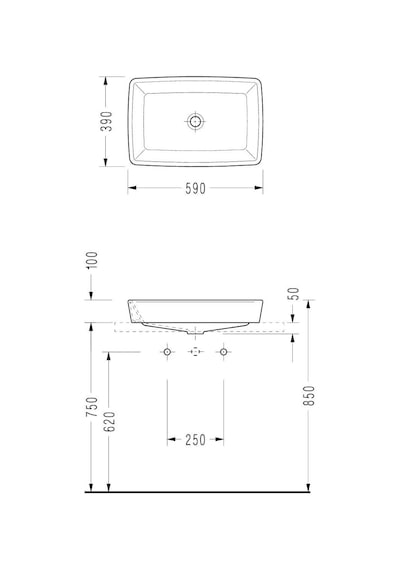 Serel - Rita Tezgah Üstü Lavabo 60x40 Cm Beyaz - Rt46dss000- Beyaz