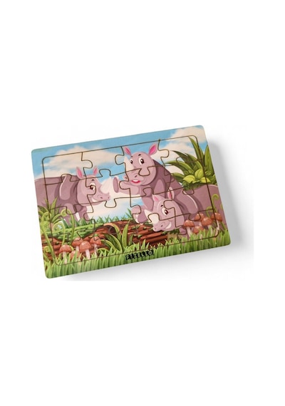 Gergedanlar 16 Parça Eğitici Ve Öğretici Ahşap Çocuk Puzzle & Yapboz Bebek Çocuk Oyuncak