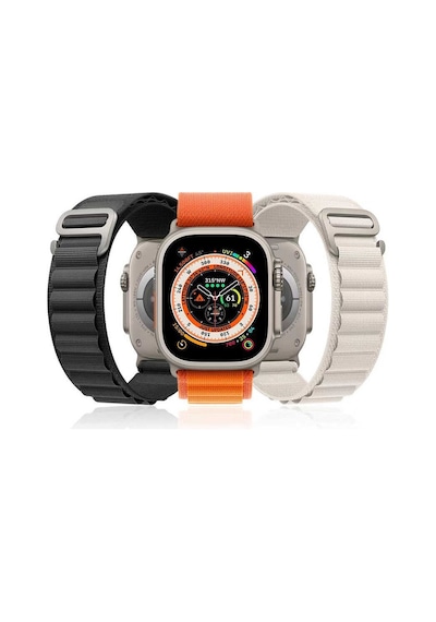 Watch Ultra 49mm Uyumlu Krd-74 Hasır Zore Kordon-turuncu