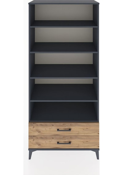 Hyperion Dolap 5 Raflı 2 Çekmeceli 88x44x195 Antrasit-çam Antrasit
