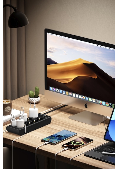 Fulltech Ftr-14 Çoklu Priz 10 Lu + 3 Usb + 1 Type-c 3680w 16a Anahtarlı Akım Korumalı Uzatma Prizi 2 m