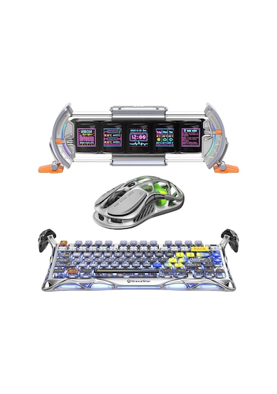 Gravastar K1 Pro Mekanik Gaming Klavye, M1 Pro Kablosuz Optik Mouse Ve Dijital Resim Çerçevesi Oyunc