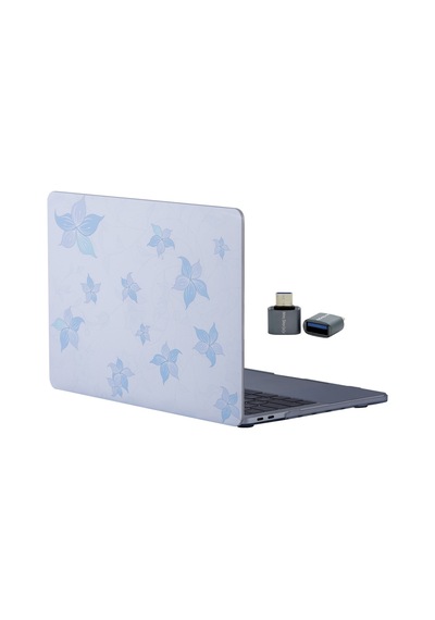 Apple Uyumlu MacBook Pro Kılıf 13 İnç M1-m2, Flower05nl Type-c Model A2338 A2289 A2251 A1706-08 A1989 A2159 İle Uyumlu Açık Mavi