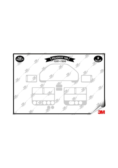 Peugeot 106 1991-1996 Torpido Konsol Trim Göğüs Maun Kaplama Set 9 Parça Gümüş