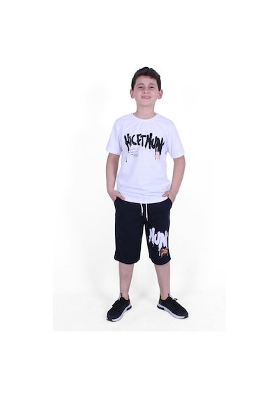 Fyk Kids Dg-nuk Yazı Baskılı Erkek Çocuk Yazlık Takım Beyaz