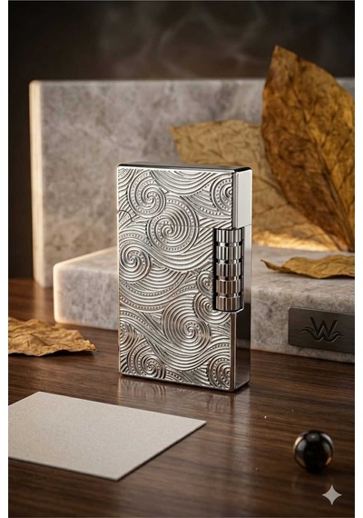Dupont Tarzı Sanatsal Dalga Desenli Metal Gövdeli Doldurulabilir Çakmak, İkonik Cling Sesi İlle Mest Olacaksınız Gümüş - 876847297 Gümüş - 876847297 Gümüş