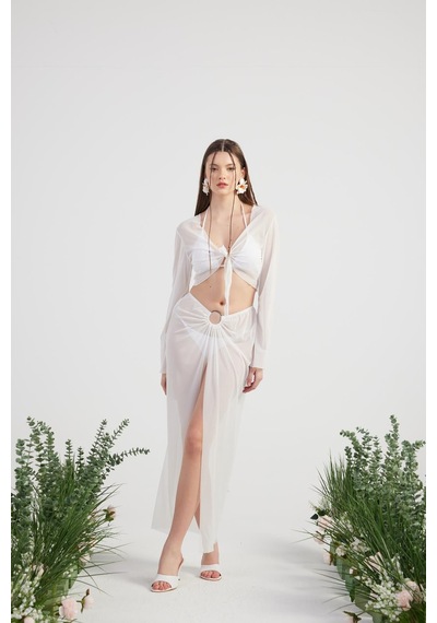 Holly Lolly Alt Üst Ringer Pareo Takım Beyaz