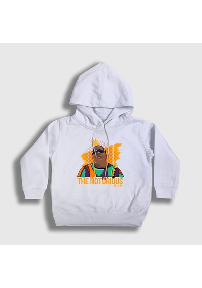 Presmono Unisex Çocuk King The Notorious Bıg Kapüşonlu Sweatshirt Beyaz