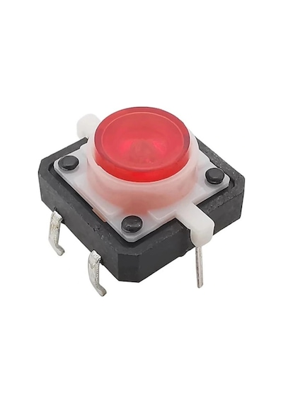 12x12mm Kırmızı Led Işıklı Tact Switch