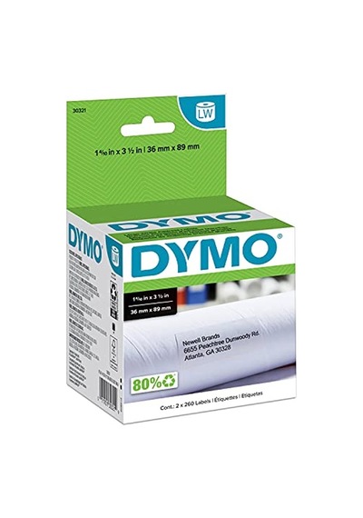 Labelwriter Etiket Yazıcıları Için Lw Büyük Posta Adresi Etiketleri Beyaz 1-4 10'' X 3-1 2'' Büyük 260'lık 2 Rul