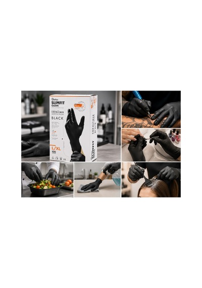 Reflex Slimfit Siyah Pudrasız Muayene Eldiveni L-xl 100 Lü Tek Kullanımlık Koruyucu Eldiven