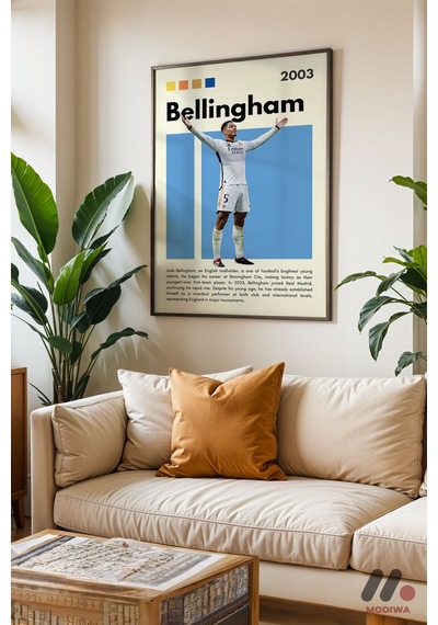 Bellingham Futbol Posteri, Siyah Çerçeveli Duvar Tablosu - Spor Severlere Hediye