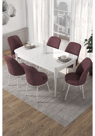 Canisa Kor Serisi 70x114 Açılabilir Mutfak Masası Takımı Beyaz Masa 6 Gül Kurusu Sandalye Masa Beyaz Sandalyeler Gülkurusu Canisa Kor Serisi 70x114 Açılabilir Mutfak Masası Takımı Beyaz Masa 6 Gül Kurusu Sandalye Masa Beyaz Sandalyeler Gülkurusu