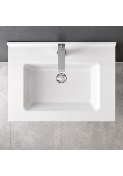 Dura Sees Tezgah Üstü Slim Lavabo 65x46,5 Cm Dolap Uyumlu Batarya Delikli Beyaz 5810