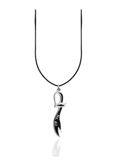 Oya Silver Siyah Mineli Hz. Ali Yazılı Zülfikar Kılıcı Gümüş Kolye Ucu 5.2x1.3cm Oyot330