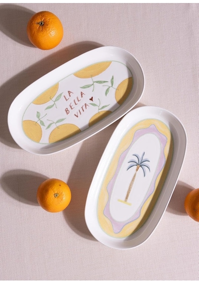 Marka Italian Summer Oval Servis Tabağı 2li 23 Cm Çok Renkli