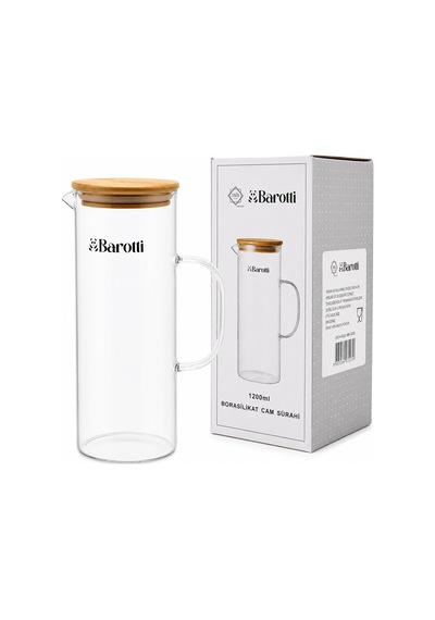Barotti Dmr-9039 Bambu Kapaklı Borosilikat Cam Sürahi 1200 Ml- 12'li Paket
