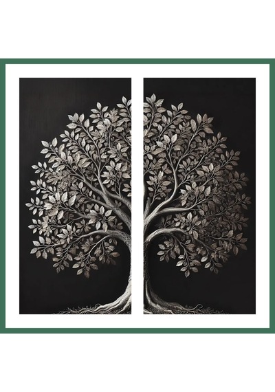 En-cag 2li Eskitme Krom Ağaç Kanvas Tablo 60x120cm X2 Bss