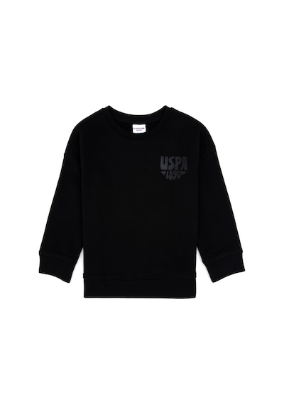 U.S. Polo Assn. Kız Çocuk Siyah Simli Baskı Detaylı Bisiklet Yaka Basic Sweatshirt 50314289-VR046