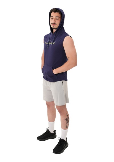 Musclecloth Icon Kapüşonlu Kolsuz T-shirt Lacivert Lacivert