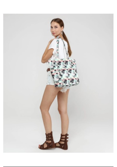 İcone Bag Kadın Çantası, Fonksiyonel Baskılı Plaj Çanta, Beach Bag, Karpuz Tropical Desenli Fermuarlı Çanta Mavi - Siyah