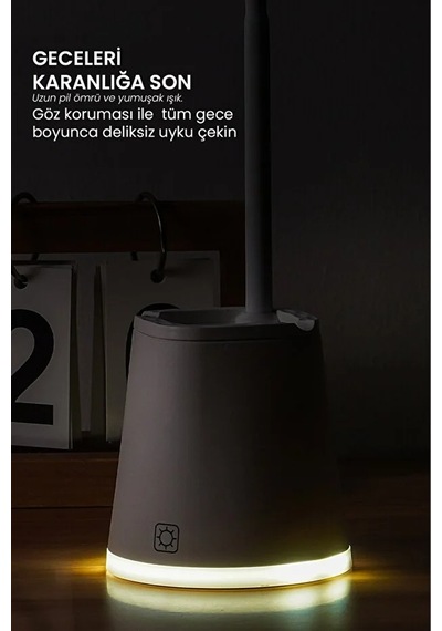 Göz Korumalı Led Masa Lambası Mavi Işık Filtreli, 4 Işık Modlu, Telefon Tutuculu, 360 Esnek Gövde Turkuaz