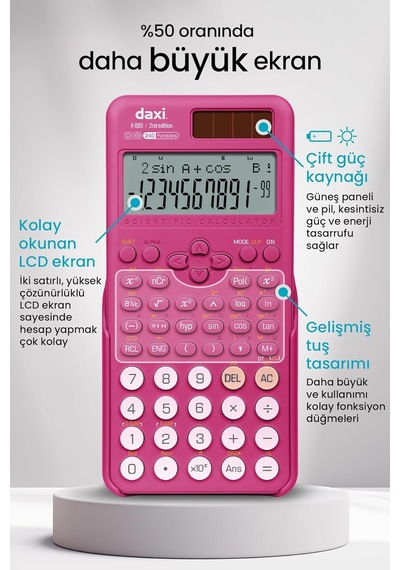 Daxi X-800 Yeni Nesil 240 Fonksiyonlu Bilimsel Hesap Makinesi Fuşya Genel