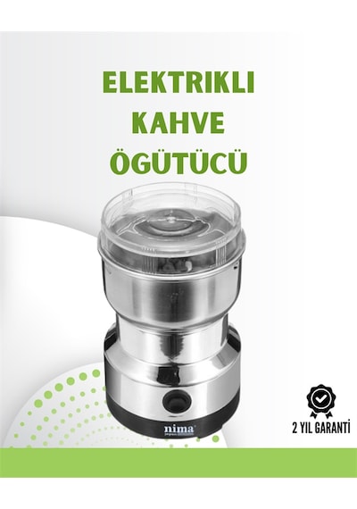 Kahve Ve Baharat Değirmeni Kompakt, Hafif, Hızlı Öğütme, Şeffaf Kapaklı, Kolay Kullanım - Lisinya