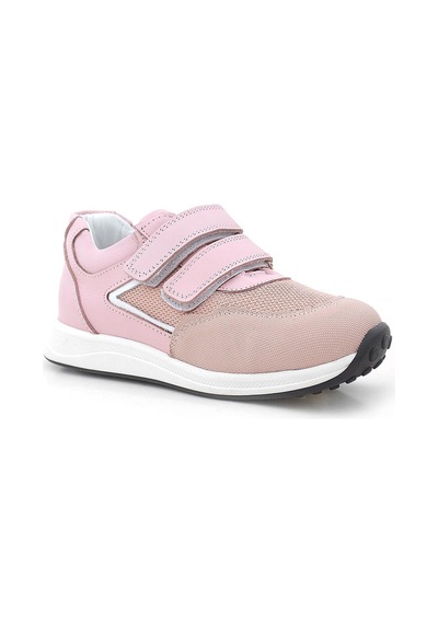 Hakiki Deri Pembe Cırt Cırtlı Kız Çocuk Günlük Spor Ayakkabı Pembe