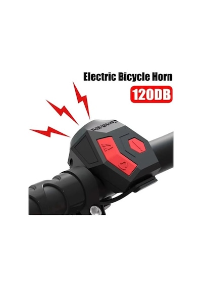 120 Db Usb Şarjlı Elektrikli Bisiklet Kornası Ve Anti Hırsızlık Alarm Zili Scooter Uyumlu Siyah