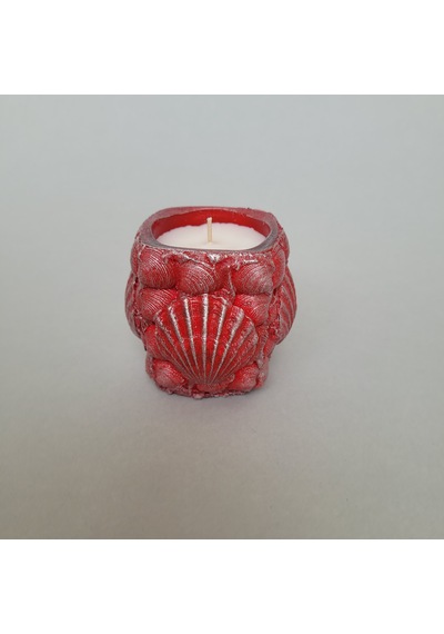 Âric Kırmızı Deniz Kabuklu Bardakta Dekoratif Soya Wax Mum 002