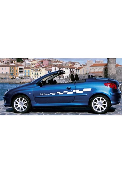Peugeot 206 Sport Yazılı Yan Kapı Desenli Sticker Etiket Modeli