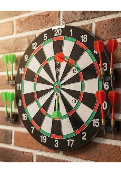 12 İnç Dart Tahtası 4 Adet Metal Uçlu Dart Oku Kolay Montajlı