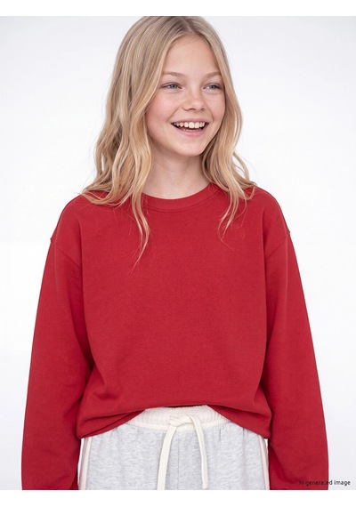 LC Waikiki Lcw Kids Ekru Bisiklet Yaka Baskılı Kız Çocuk 2'li Sweatshirt Ecru