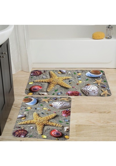 Eliana Home Dijital Baskılı 2'li Banyo Paspas Takımı Lna5007 Bej