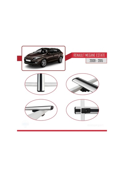 Renault Megane Grandtour 2009-2015 Arası İle Uyumlu Basic Model Ara Atkı Tavan Barı Gri 3 Adet