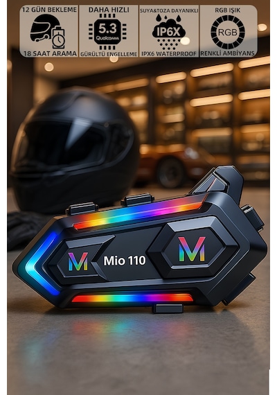 Mioji Mio 110 RGb 1000Mah Ipx6 Motosiklet Kask İçin Bluetooth Intercom Kulaklık