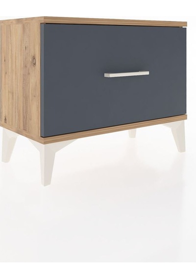 Arges Komodin Tek Çekmeceli 60x30x48 Çam-antrasit Atlas Çam