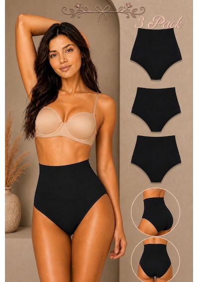 Fit Women Kadın Yüksek Bel Esnek 3 Lü Külot Siyah