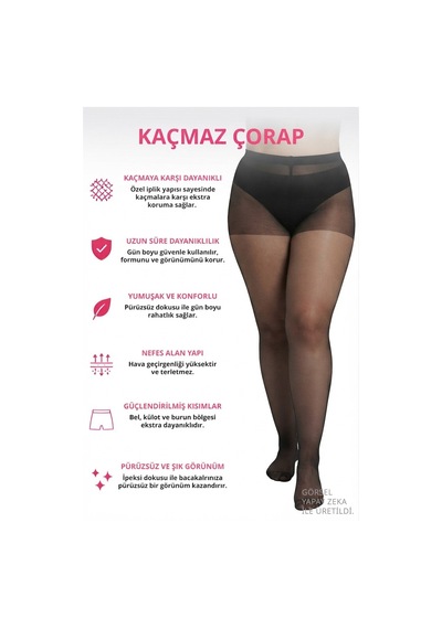 Cottonhıll Siyah Kaçmaz Büyük Beden Külotlu Çorap
