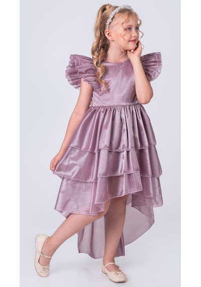 Mnk Baby & Kids Kız Çocuk Kuyruklu , Taçlı Vragia Abiye Elbise M00745 Mürdüm