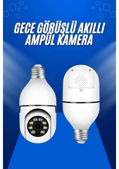 Ev Kamerası Wifi Kamerası Gece Görüşlü Akıllı Ampül Kamera Beyaz
