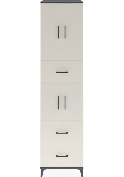 Hyperion Dolap 3 Raflı 3 Çekmeceli 4 Kapaklı 60x44x243 Antras... Antrasit