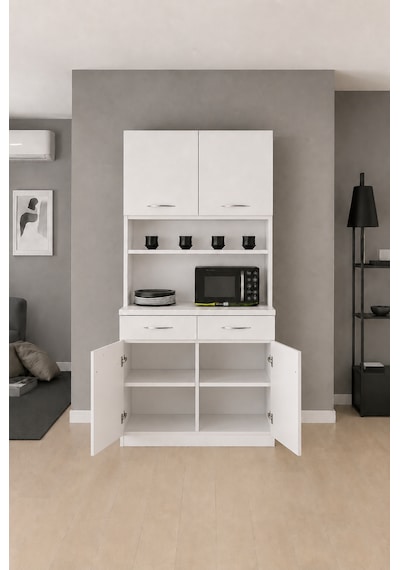 Ola Çok Amaçlı Dolap-mikrodalga-erzak-airfryer-mutfak-kiler Dolabı-kahve Köşesi-beyaz